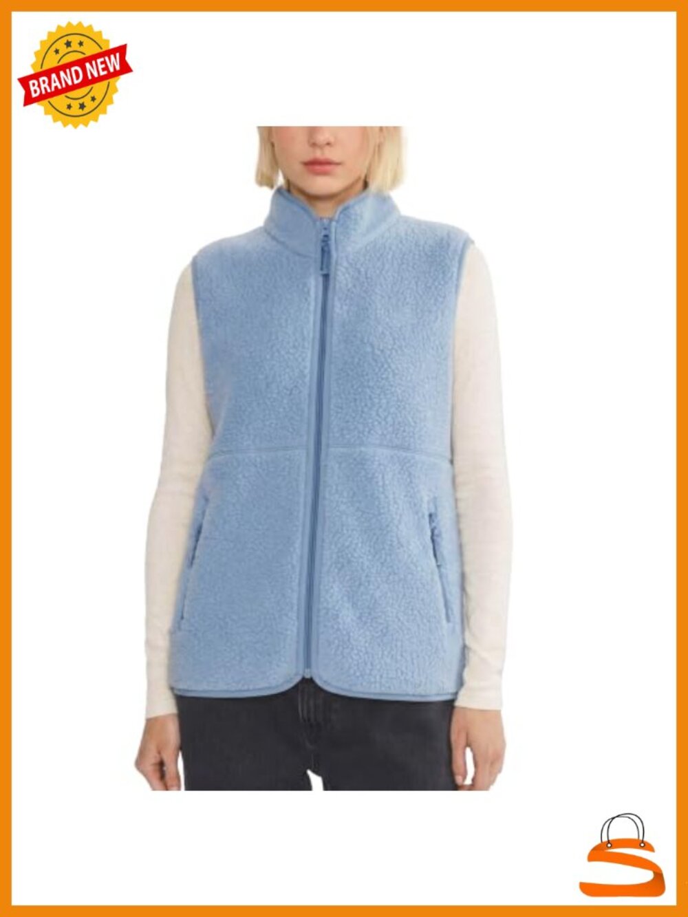 Sherpa Fleece Zip Vest Womens Lightweight Sleeveless Outerwear